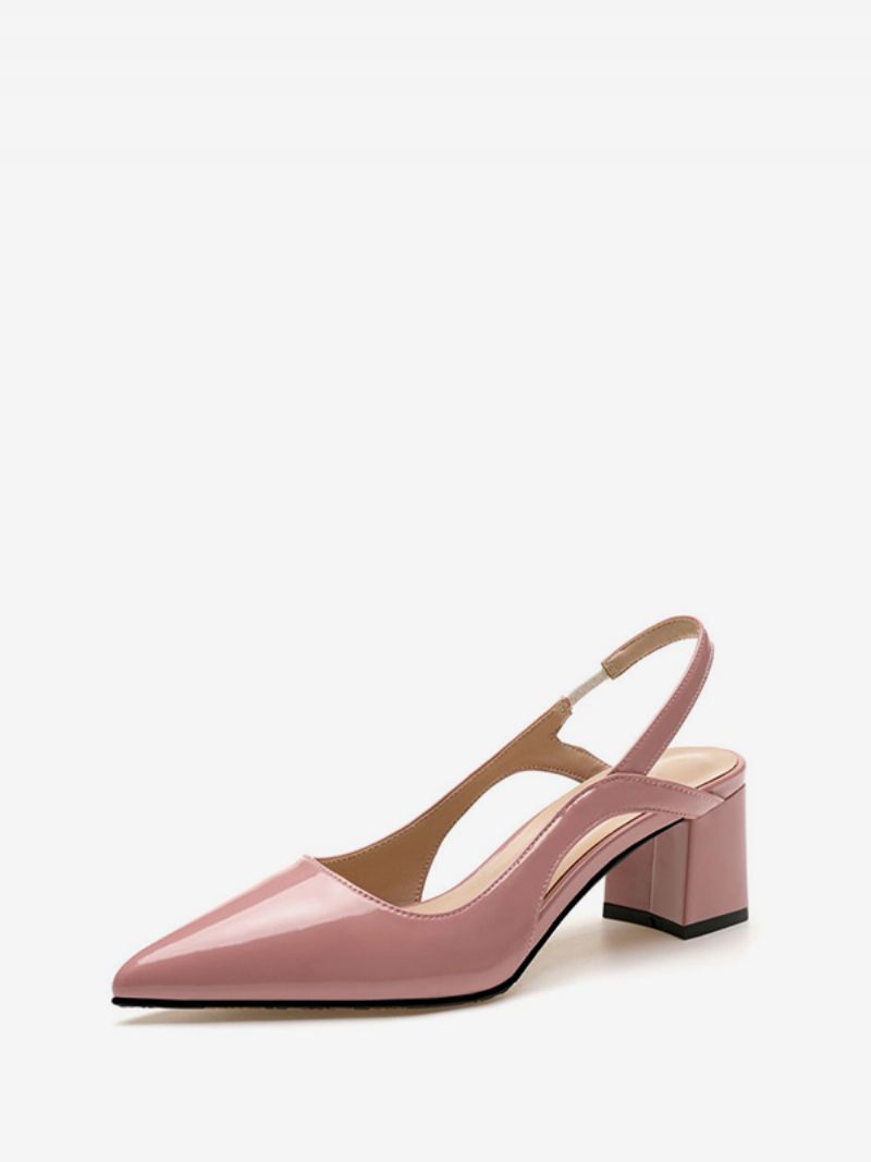 Mellemlave Hæle Til Kvinder Chic Spidstå Chunky Hæl Slip-on Glamorøse Blå Slingback - Pink