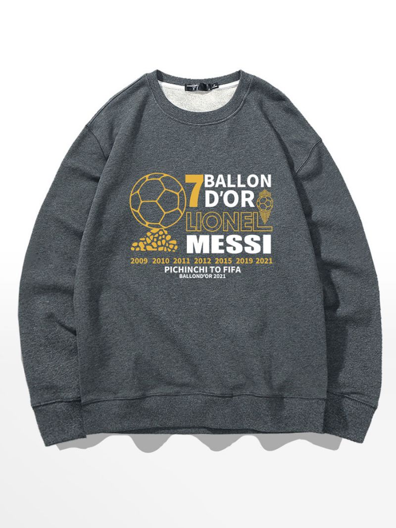 Messi Ballon D'or Sweatshirt Herre Top - Dyb Grå