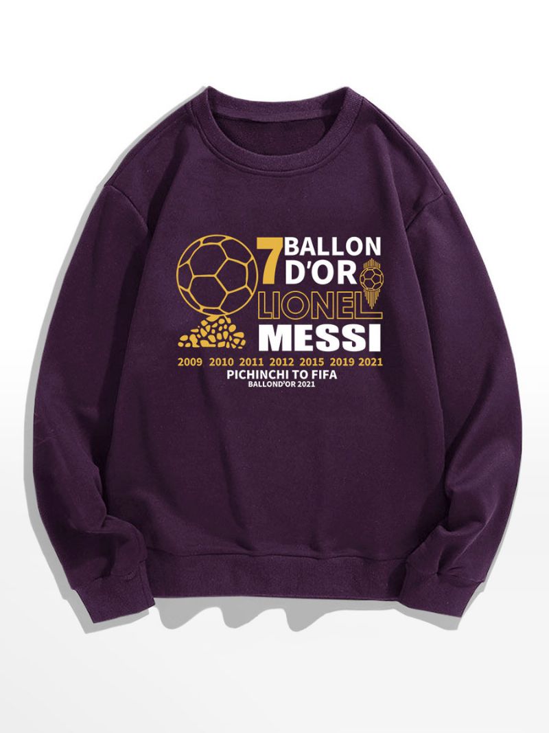 Messi Ballon D'or Sweatshirt Herre Top - Dyb Lilla