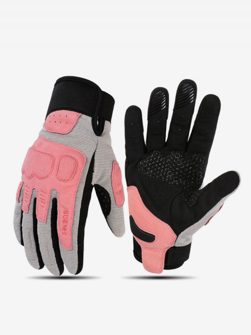 Motorcykel Macaron Retro Åndbare Mesh Rytterhandsker Touch Screen Anti-fald Cykling Racing Klatring Vandrehandsker - Pink