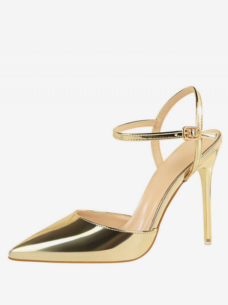 Nøgen Højhælede Spidstå Slingback Pumps Til Kvinder - Guld