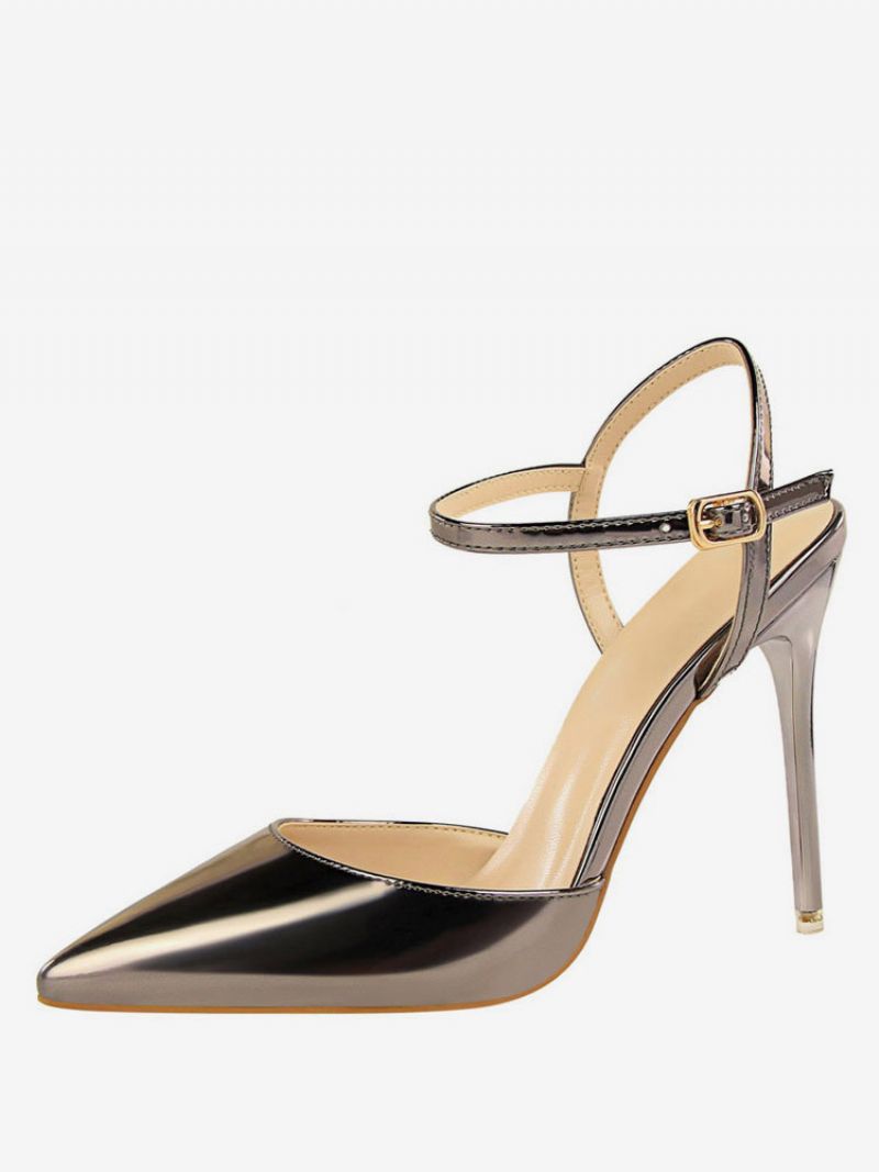 Nøgen Højhælede Spidstå Slingback Pumps Til Kvinder - Metallic