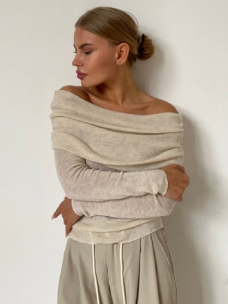 Off Shoulder Pullover Langærmede Efterår Vinter Sweater Til Damer