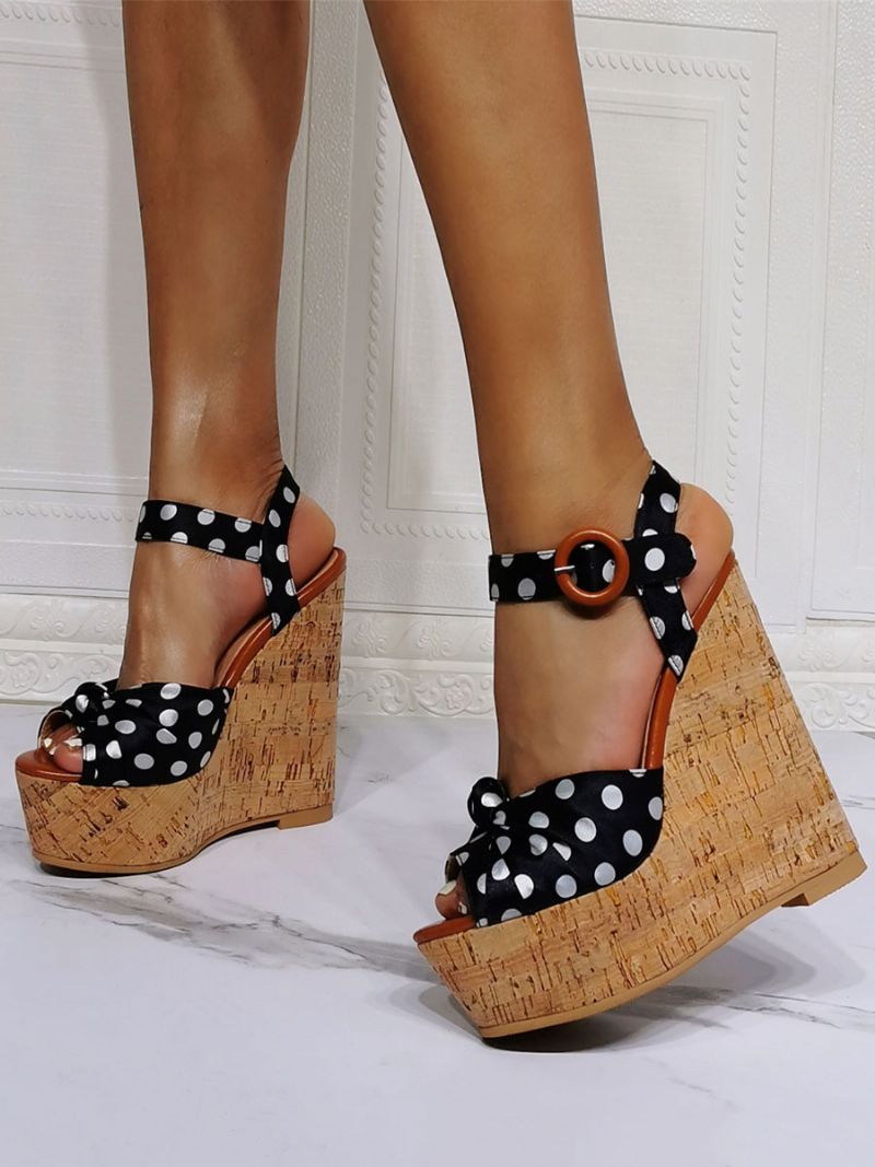 Polka Dots Platform Wedge Sandaler Til Kvinder