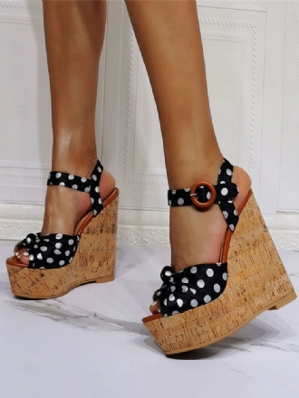 Polka Dots Platform Wedge Sandaler Til Kvinder