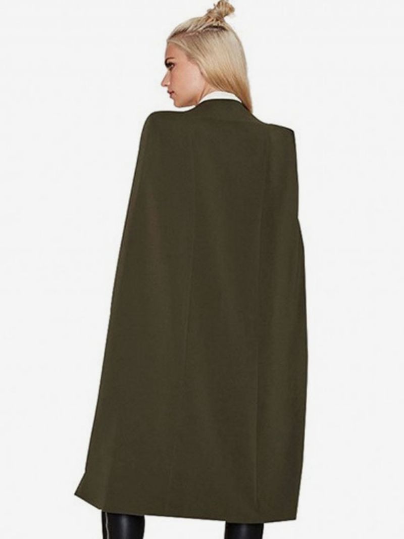 Poncho Til Kvinder V-hals Batwing Stretch Split Front Cape - Hunter Green