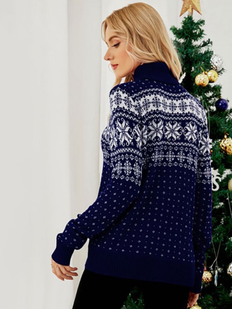 Pullovere Til Damer Jul Strikket Sweater Toppe - Mørk Navy