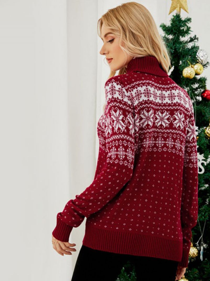 Pullovere Til Damer Jul Strikket Sweater Toppe - Rød