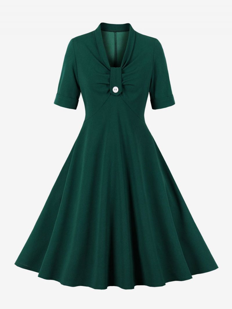 Retro Kjole 1950'erne Audrey Hepburn-stil Rød Kortærmet Rockabilly-kjole Til Kvinder