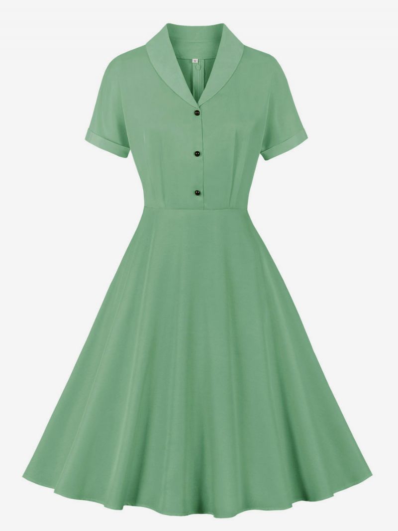 Retro Kjole 1950'erne Audrey Hepburn Stil V-hals Korte Ærmer Kvinder Knælang Rockabilly