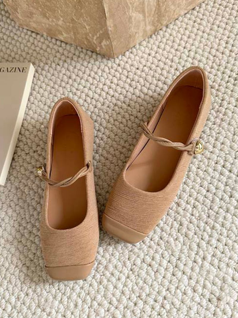 Røde Ballet Flats Kvinder Square Toe Vintage Flade Sko - Dyb Lys Gul