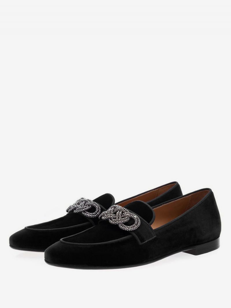 Ruskindslæder Metaldetaljer Herre Loafer Sko Slip-on Prom Bryllupssko