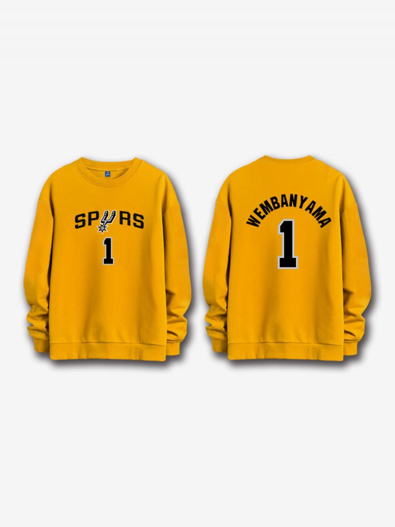 San Antonio Spurs Nummer 1 Wembanyama Sweatshirt Til Mænd - Gul