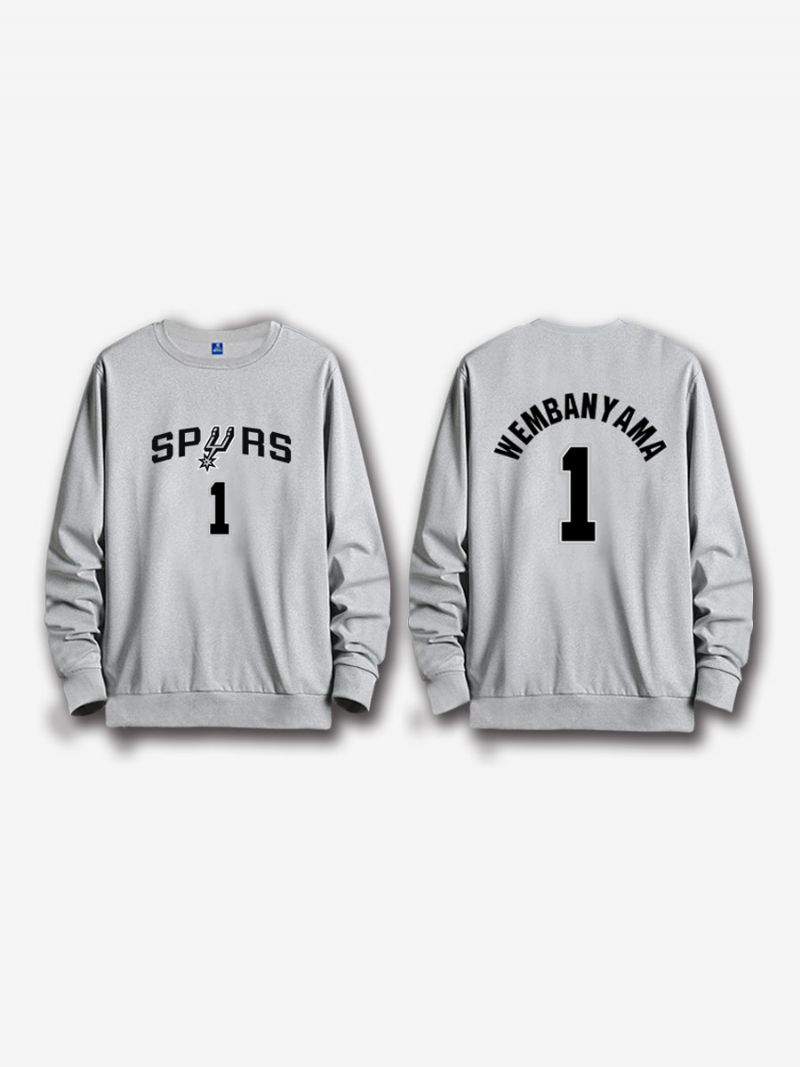 San Antonio Spurs Nummer 1 Wembanyama Sweatshirt Til Mænd - Grå