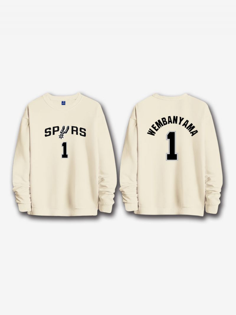 San Antonio Spurs Nummer 1 Wembanyama Sweatshirt Til Mænd - Beige