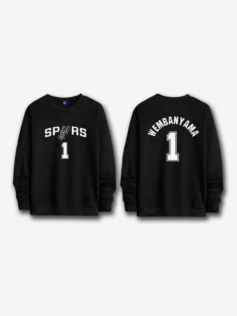 San Antonio Spurs Nummer 1 Wembanyama Sweatshirt Til Mænd - Sort