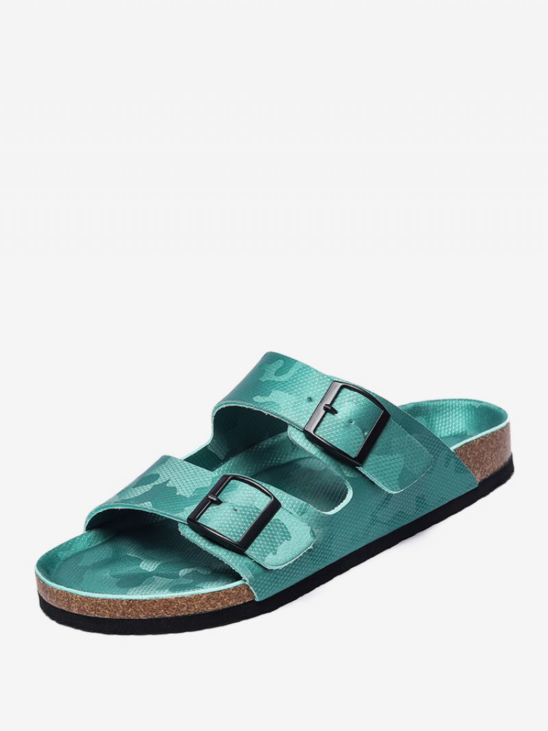 Sandaler Til Mænd Slip-on Color Block Pu Læder Split-sål - Tin