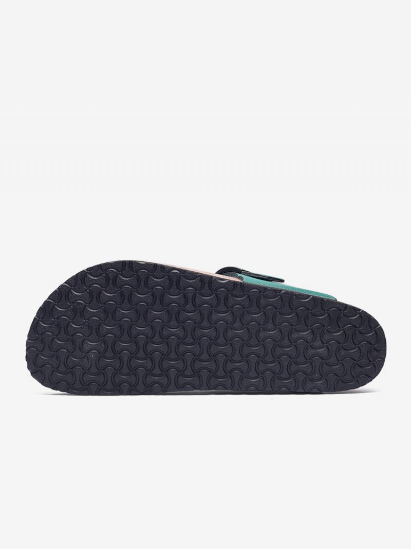 Sandaler Til Mænd Slip-on Color Block Pu Læder Split-sål - Hunter Green