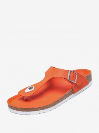 Sandaler Til Mænd Slip-on Color Block Pu Læder Split-sål