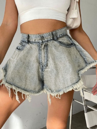 Shorts Til Kvinder Frynse Denim Cowboy Underdele