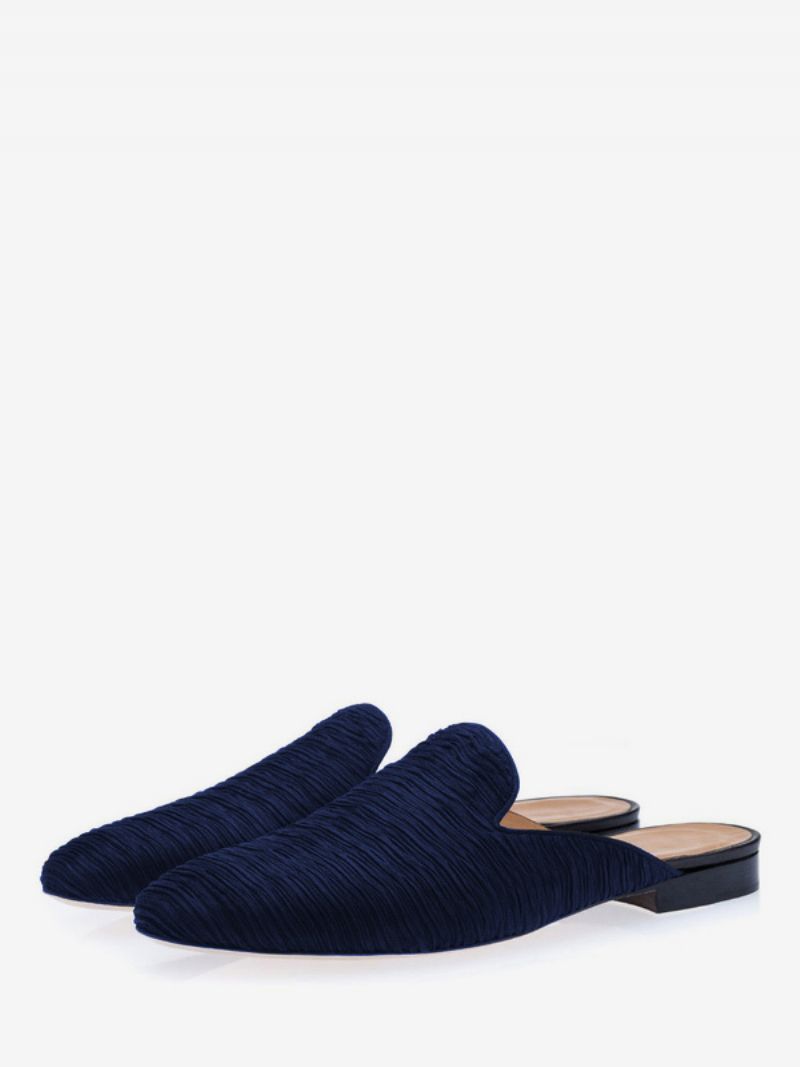 Slip-on Artwork Rund Toe Elastisk Stof Loafer Sko Til Mænd - Dark Navy