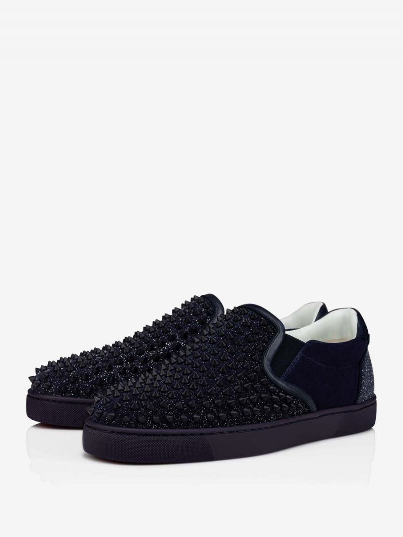 Sorte Casial Sko Mænd Rund Toe Slip On Spike