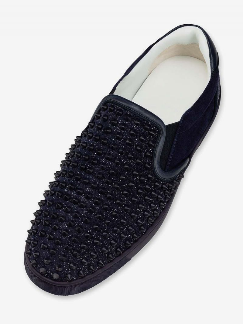 Sorte Casial Sko Mænd Rund Toe Slip On Spike - Sort