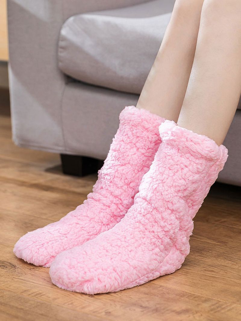 Sorte Strømper Højkvalitets Fluffy Strik Vinter Tykke Varm Hyggelig Fuzzy Calcetines Felpa Floor Invierno Dame Sokker - Pink