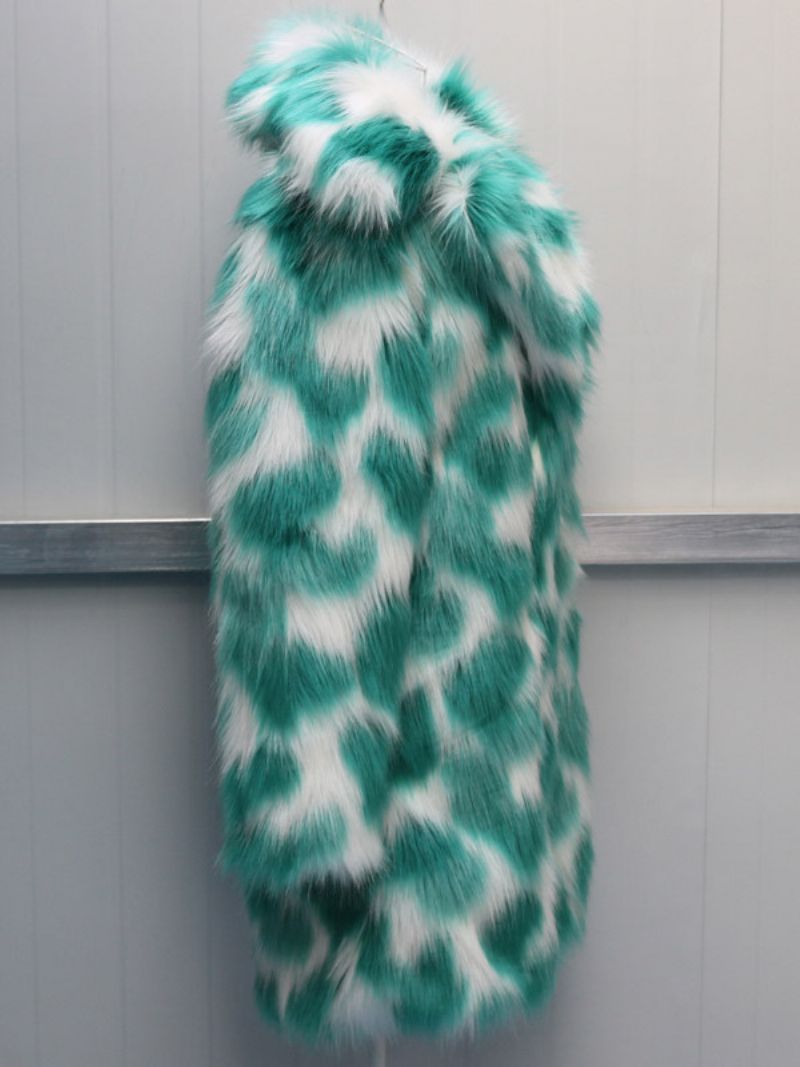 To-one Fuzzy Coat Lapel Langærmede Faux Fur Til Kvinder - Grøn