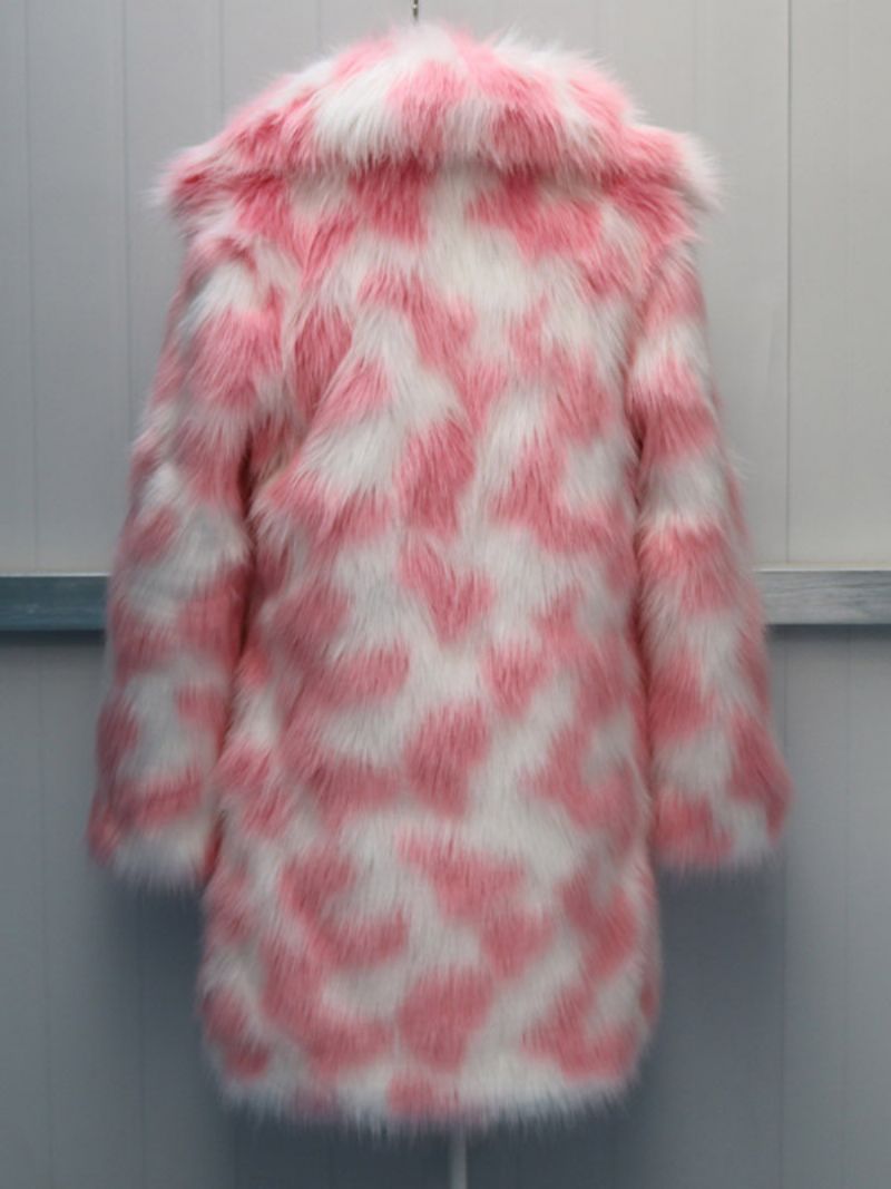 To-one Fuzzy Coat Lapel Langærmede Faux Fur Til Kvinder - Pink