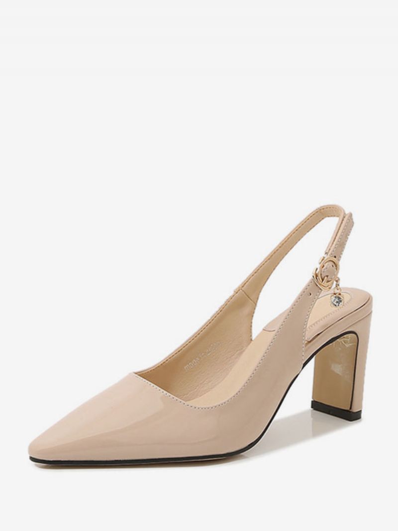 Vintage Sko Til Kvinder Hvide Spidse Tå Slingbacks Pumps - Lysegul